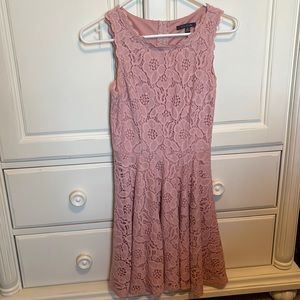 pink lace flower mini dress